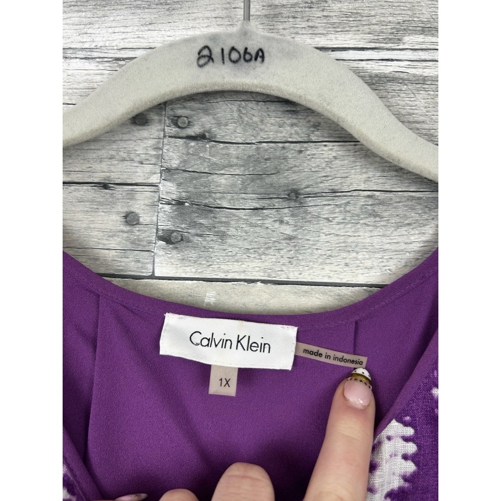 Calvin Klein Women's 1X Purple Sleevless Blouse - Picture 3 of 6